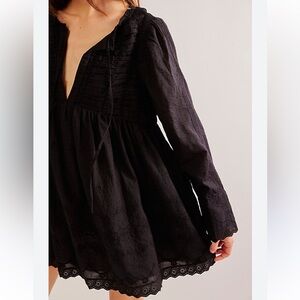 Free people Odelia Mini black embroidered dress women’s size M NWOT